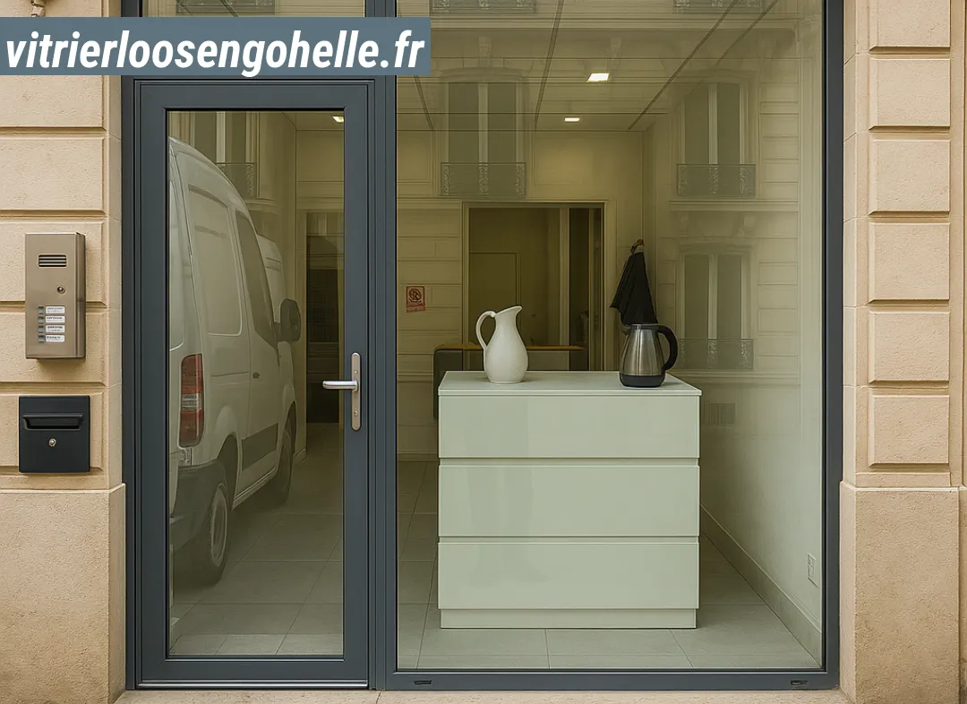 Façade vitrine de magasin en aluminium sur mesure à Loos-en-Gohelle